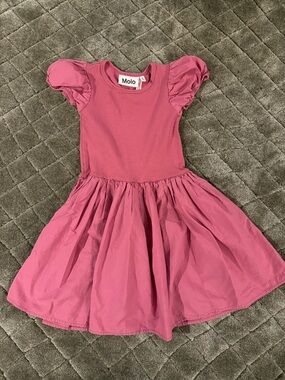 Molo Girls' Rose Pink Puff Sleeve Twirl Dress 3/4T